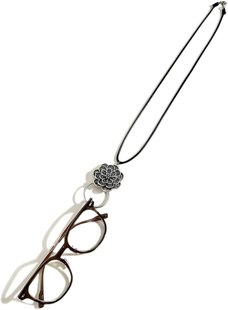 Decker Glasses Necklace Sunglasses Holder Hanging Ring Leather Cord Eyeglasses Strap Flower Loop Ring - Image 2